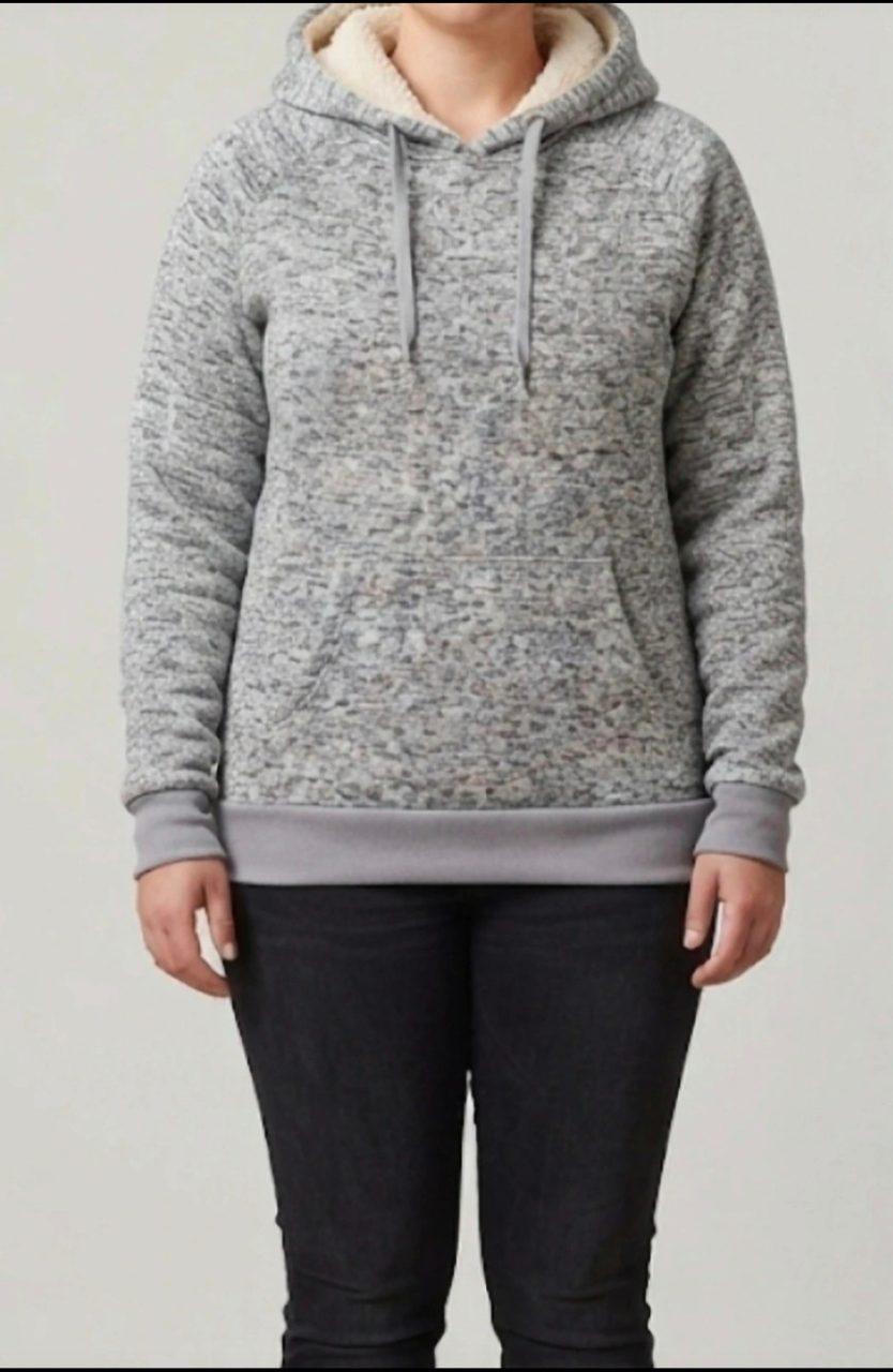 Gemütlicher Damen Hoodie meliert mit Teddyfutter Gr. 40