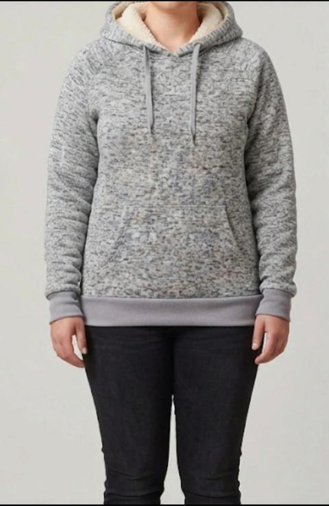 Janina Gemütlicher Damen Hoodie meliert mit Teddyfutter Gr. 40 Size L