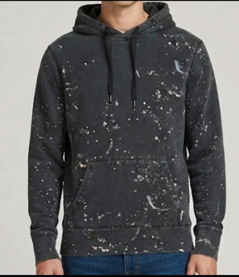 Hollister Hoodie schwarz mit weißem Splatter-Effekt, Gr. S von Hollister Size S
