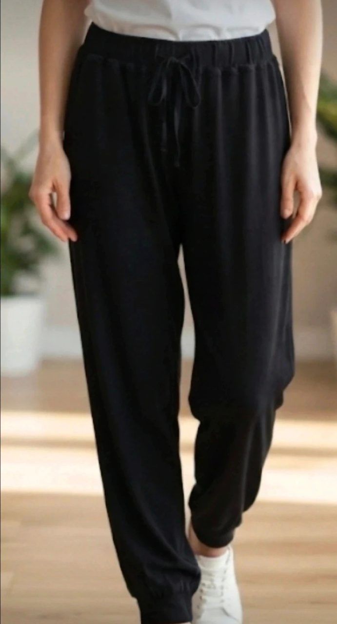 Janina Bequeme schwarze sommerhose mit Kordelzug Gr. XS Size XS