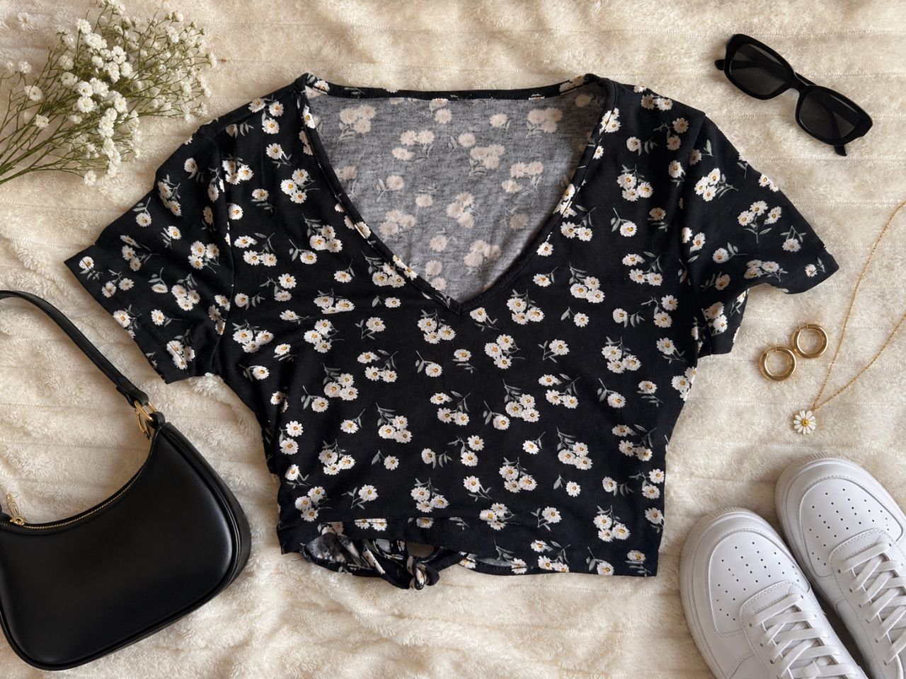 Shein Süßes Top mit Blumen / shein / neu / zum Binden / Gr. M  Size M