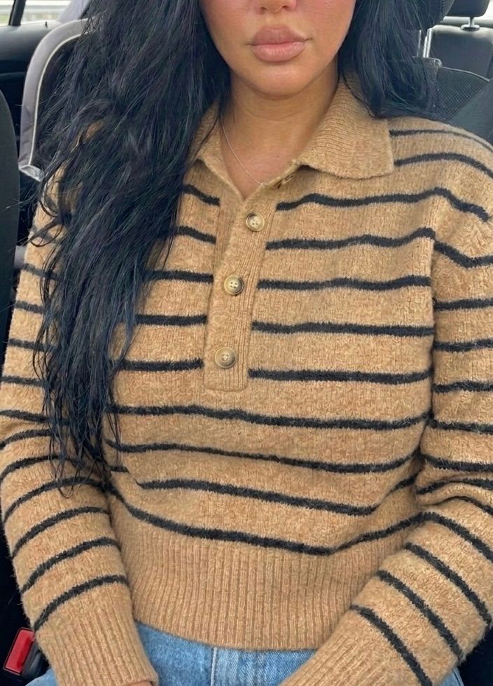 Primark  Titel: Kuscheliger Streifenpullover mit Kragen & Knöpfen – Gr. S Size S