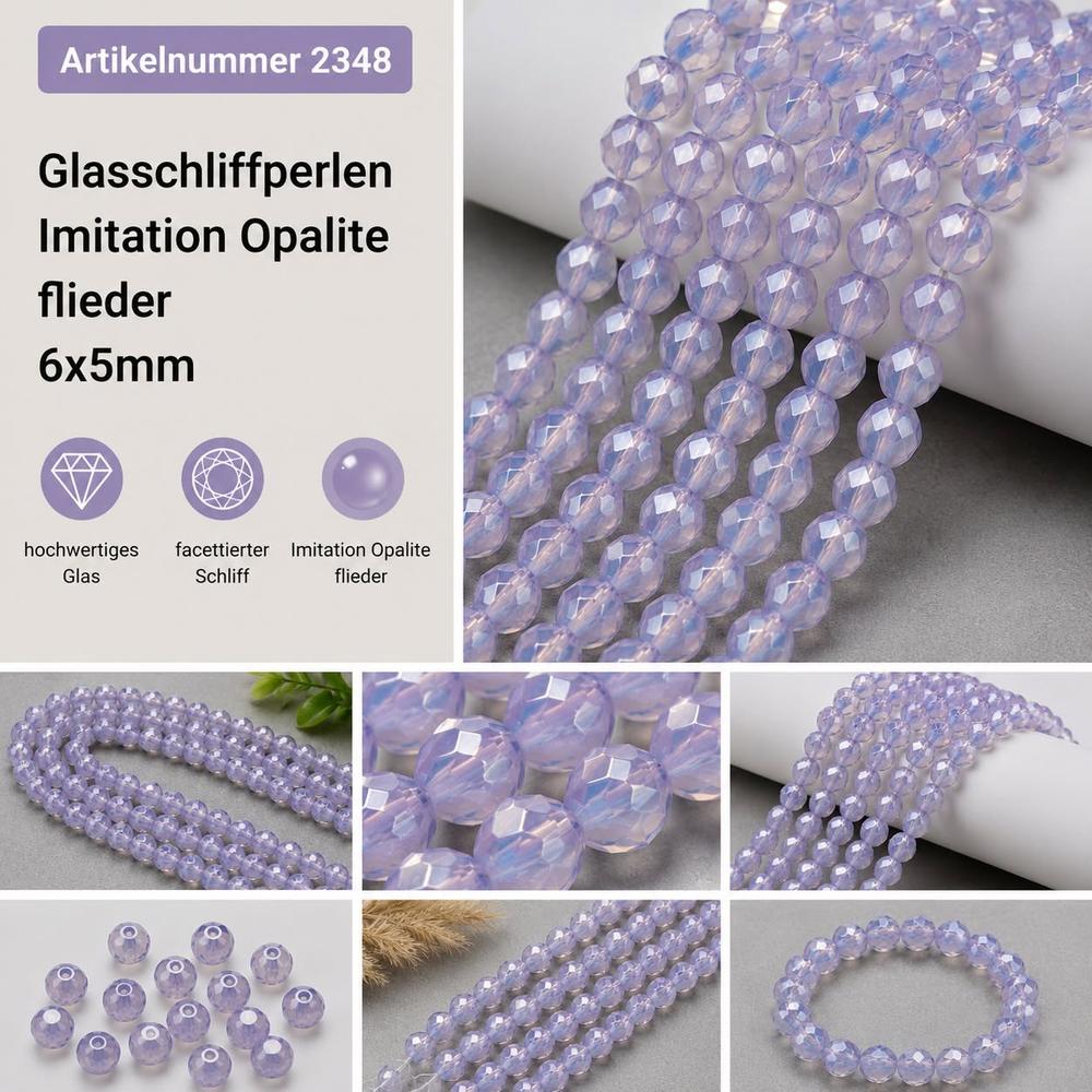 Glasschliffperlen Imitation Opalite flieder