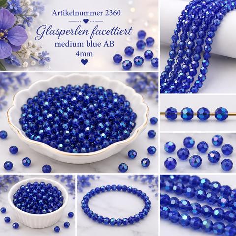 Ohne Marke Glasperlen facettiert medium blue AB