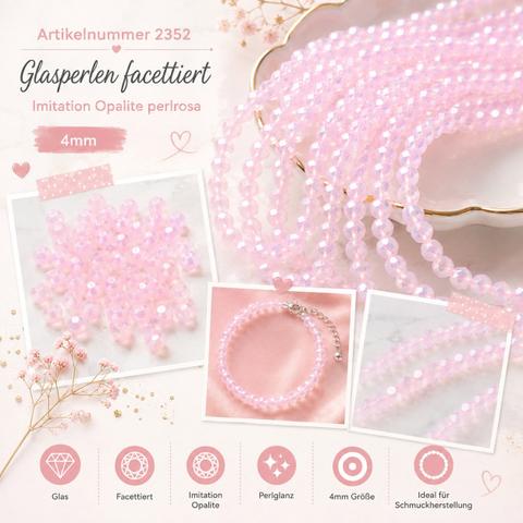 Ohne Marke Glasperlen facettiert Imitation Opalite perlrosa Size 4mm