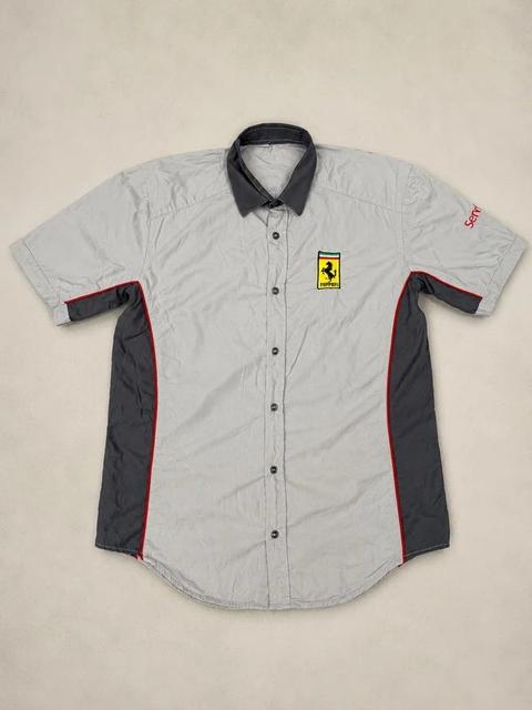 ferarri Ferrari Service Hemd Grau Rot – Vintage Racing Motorsport Workwear Y2K Size S