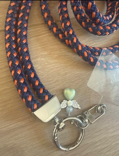Unikat Handykette / ID-Tag-Kette – Navyblau & Orange 8 mm PM-Seil 135 cm Unikat Size 135 cm
