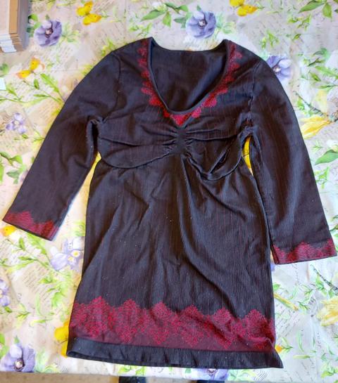 Schlankstütz Schlankstütz Shirt Tunika Gr. XL (46/48) Schwarz mit rotem Muster Size XL