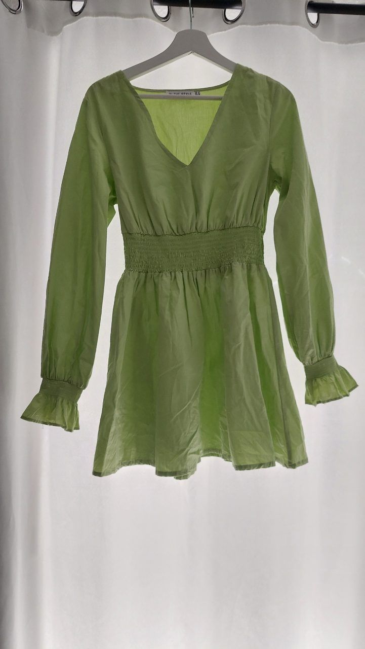 Ohne Marke Grünes Kleid mit Raffung Size 38