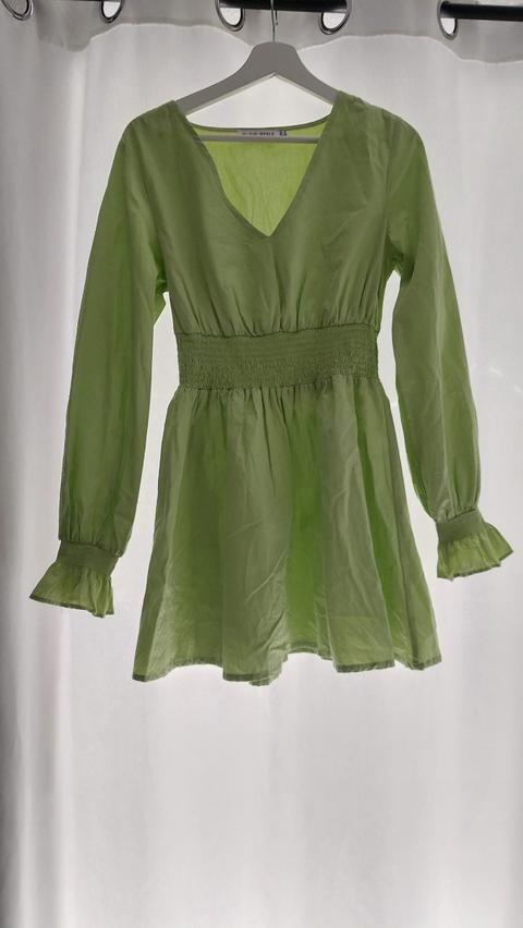 Ohne Marke Grünes Kleid mit Raffung Size 38