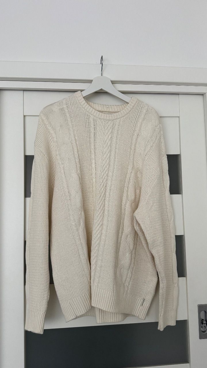 Hollister Creme Strickpullover Zopfmuster XL-XXL Size XL