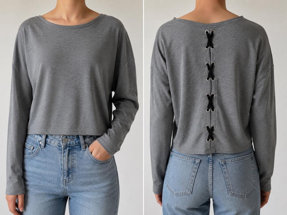 Tally Weijl Langarmshirt Gr. S mit stylischer Rücken-Schnürung