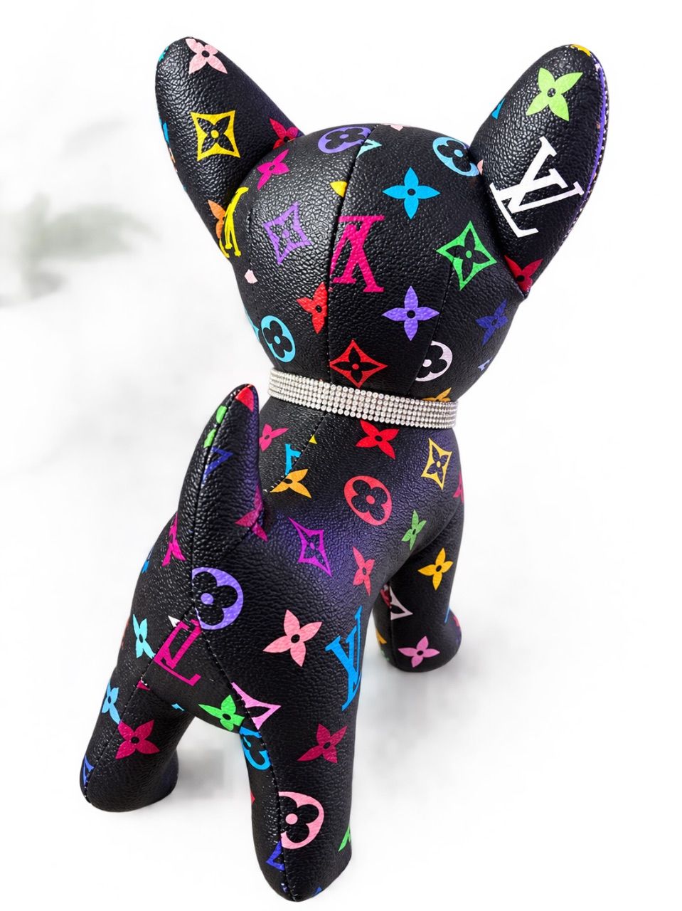 Ohne Marke Exklusive Designer-Hundefigur – Schwarz / Bunt / Strass 