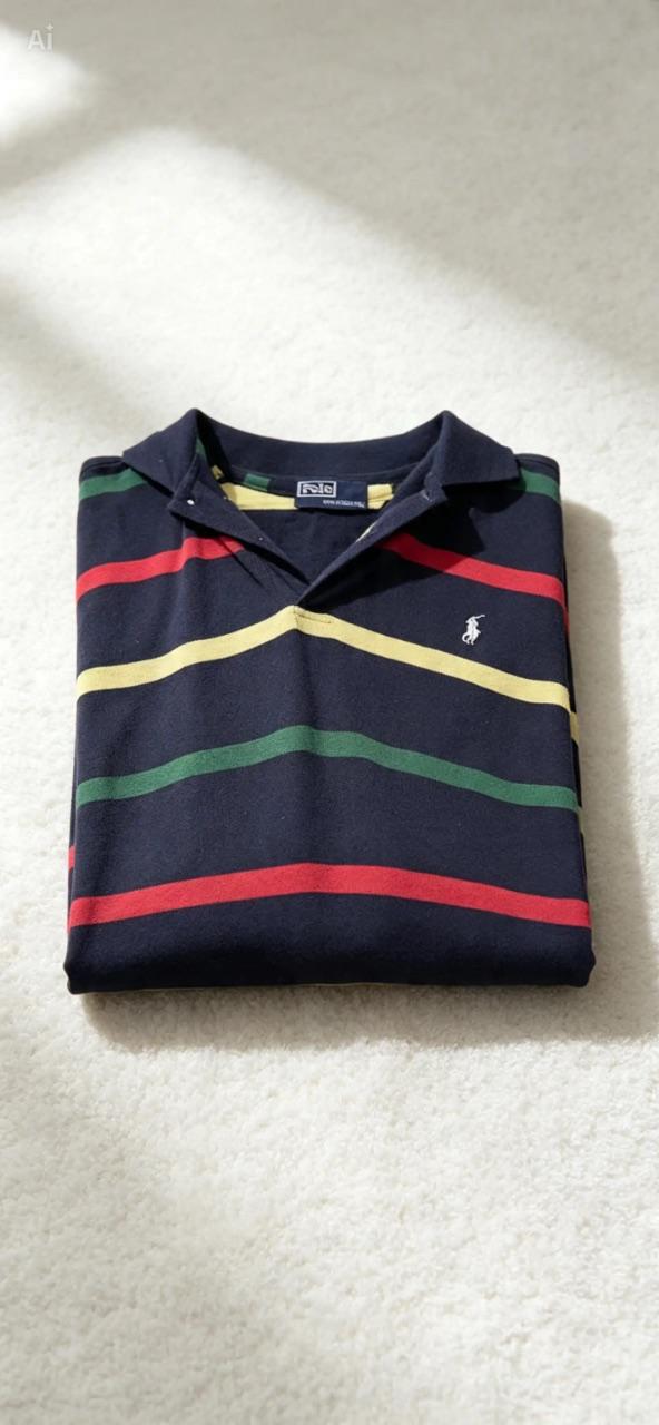 Polo Ralph Lauren Polo Shirt XL – Navy / Multicolor Streifen – Vintage