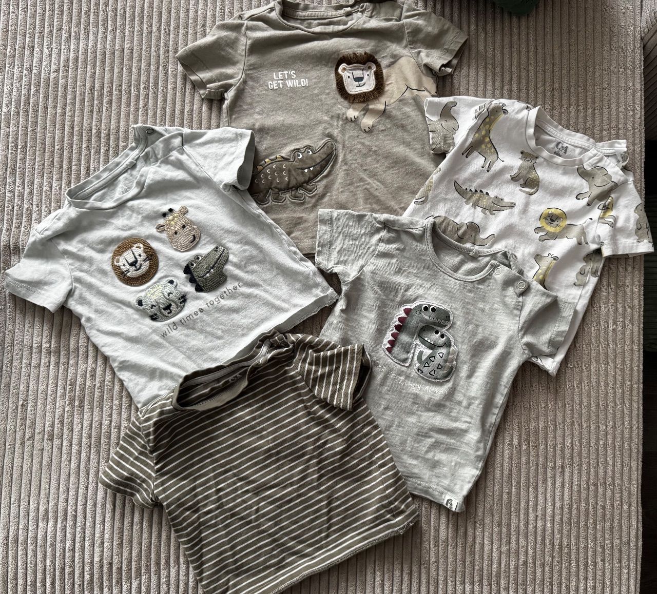 Ohne Marke Süßes Baby T-Shirt Set – 5-teilig – Tiermotive Gr.74 Size 74
