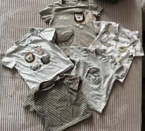 Ohne Marke Süßes Baby T-Shirt Set – 5-teilig – Tiermotive Gr.74 Size 74