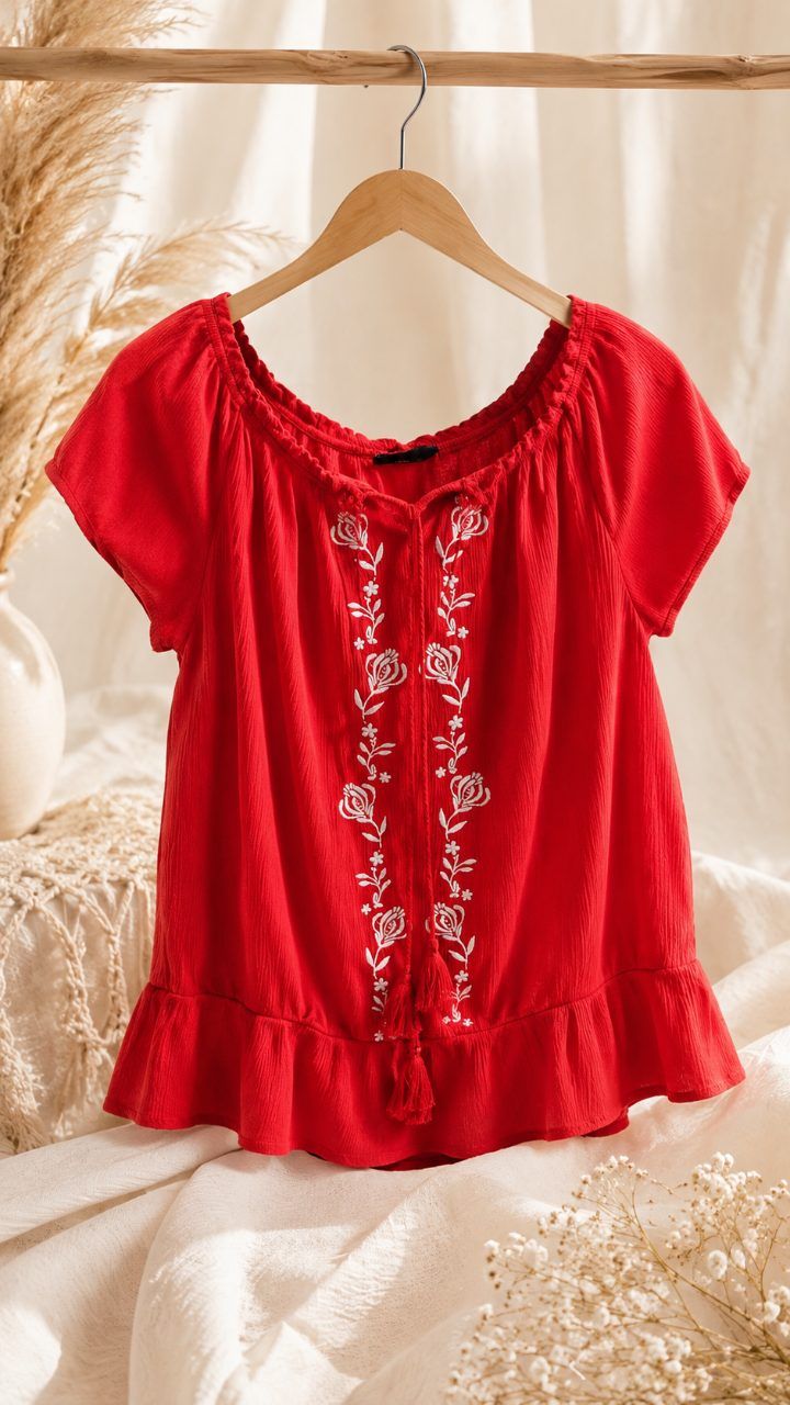 Boho-Tunika / Carmenbluse von Janina – Gr. 40 Size M