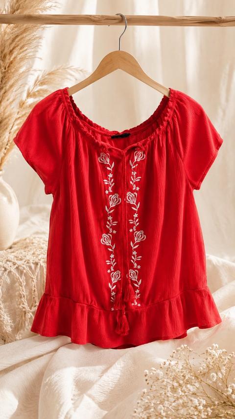 Boho-Tunika / Carmenbluse von Janina – Gr. 40 Size M