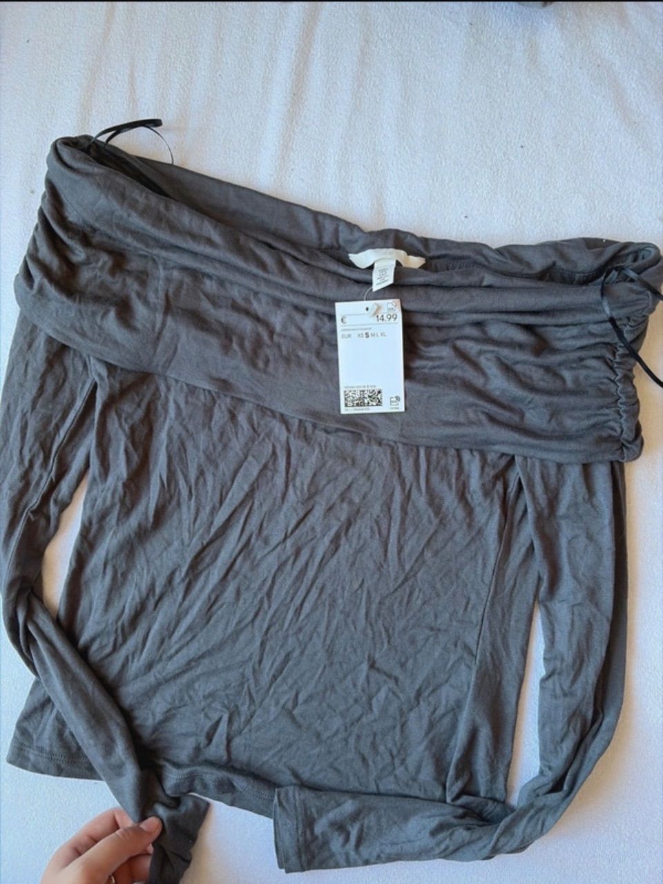 H&M Graues Offshoulder Top Size S