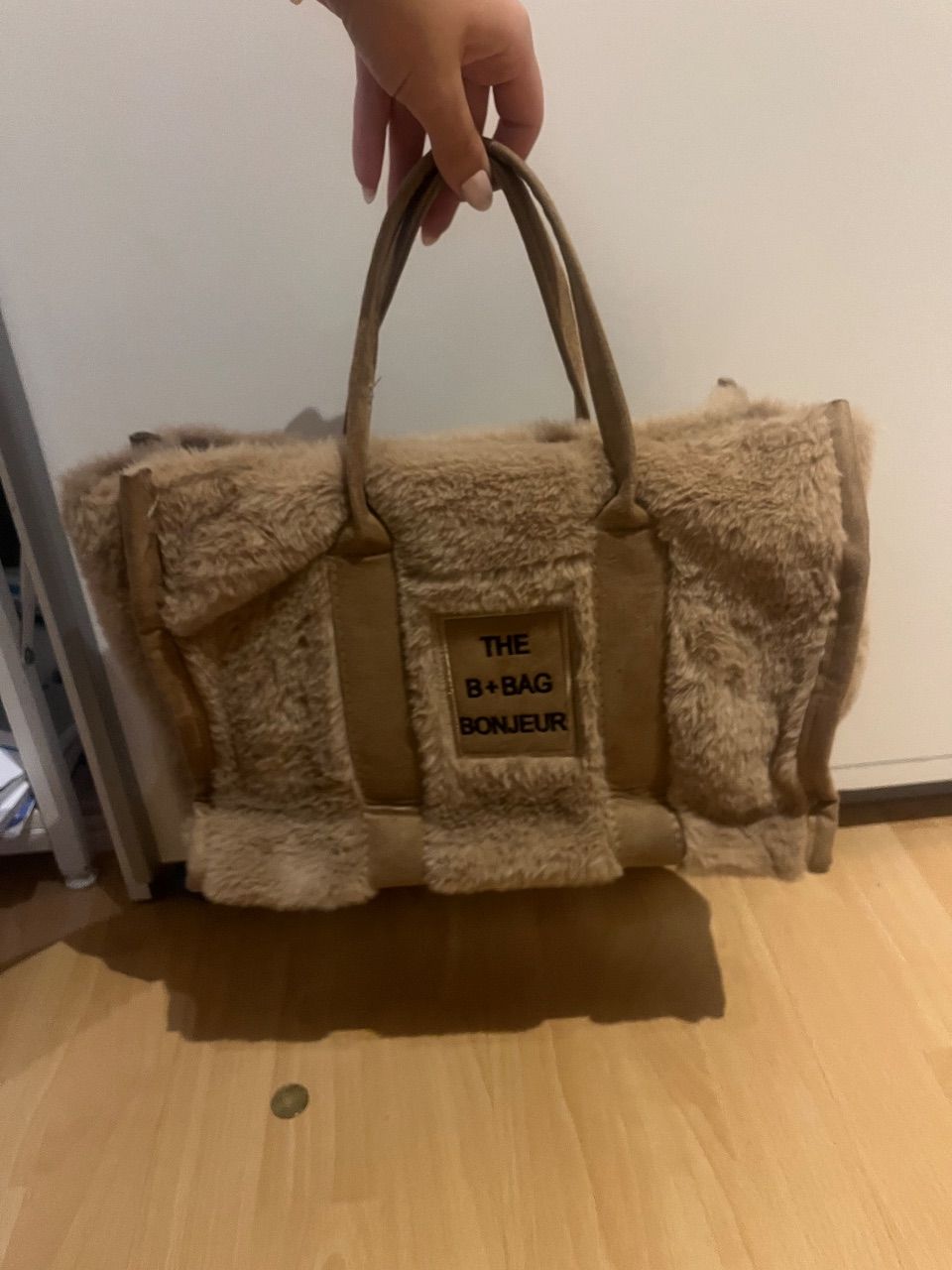 Beige Fell Tasche