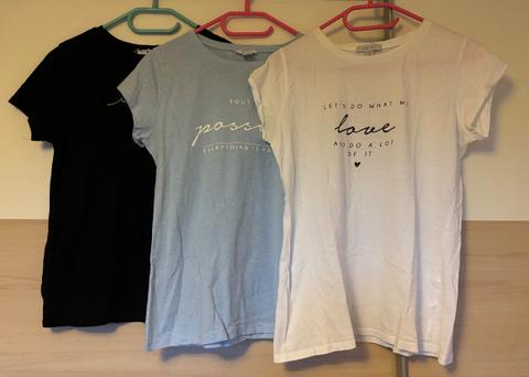 New Yorker T-Shirt Bundle mit Print kurzärmelig weiß, schwarz, hellblau Size M/38