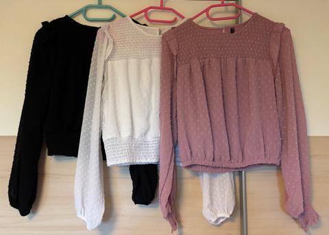 New Yorker Blusen Bundle langärmelig rose/altrosa, weiß, schwarz Size S