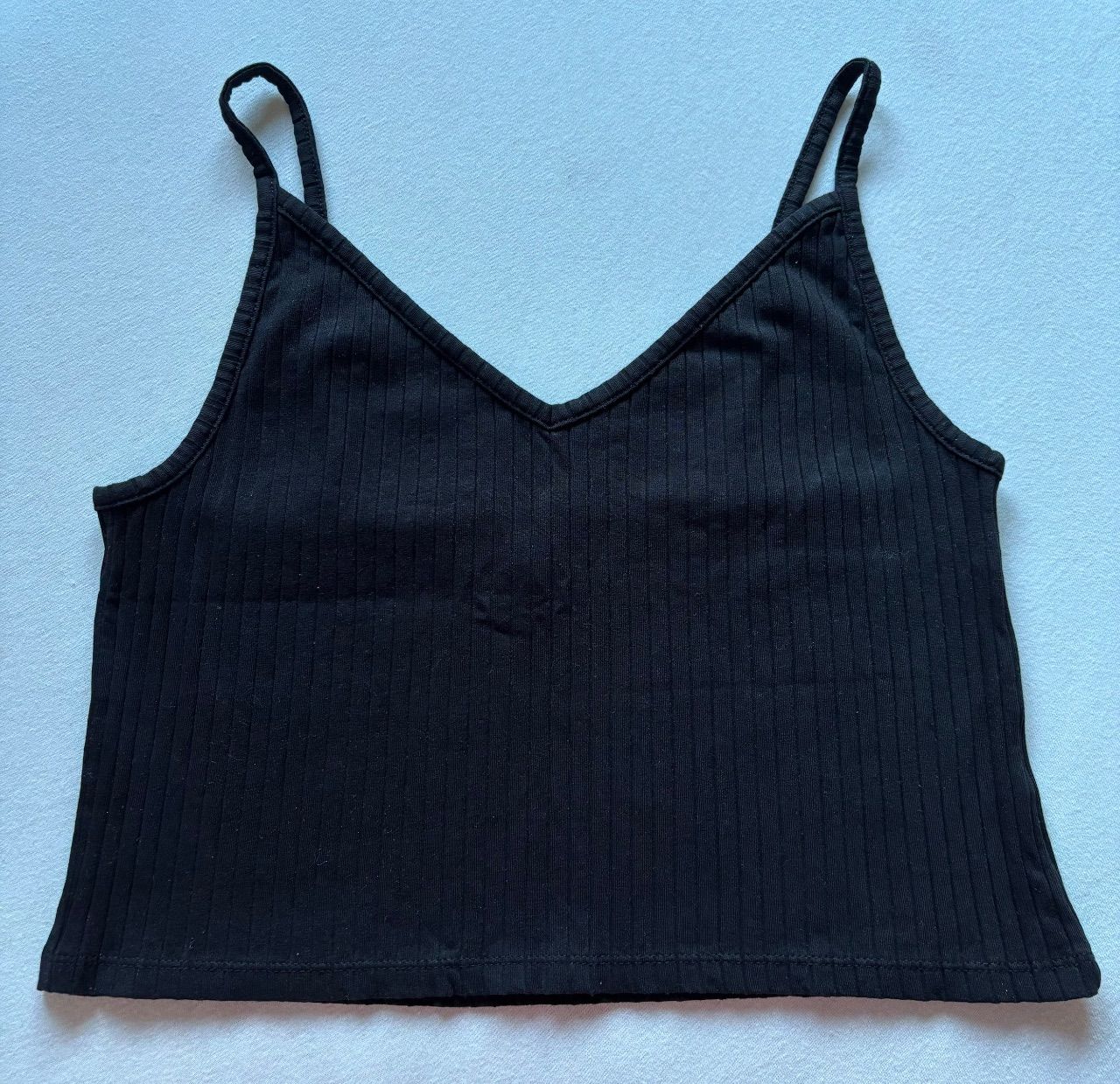 H&M Basic Crop Top schwarz mit Spaghettiträgern Size L/40