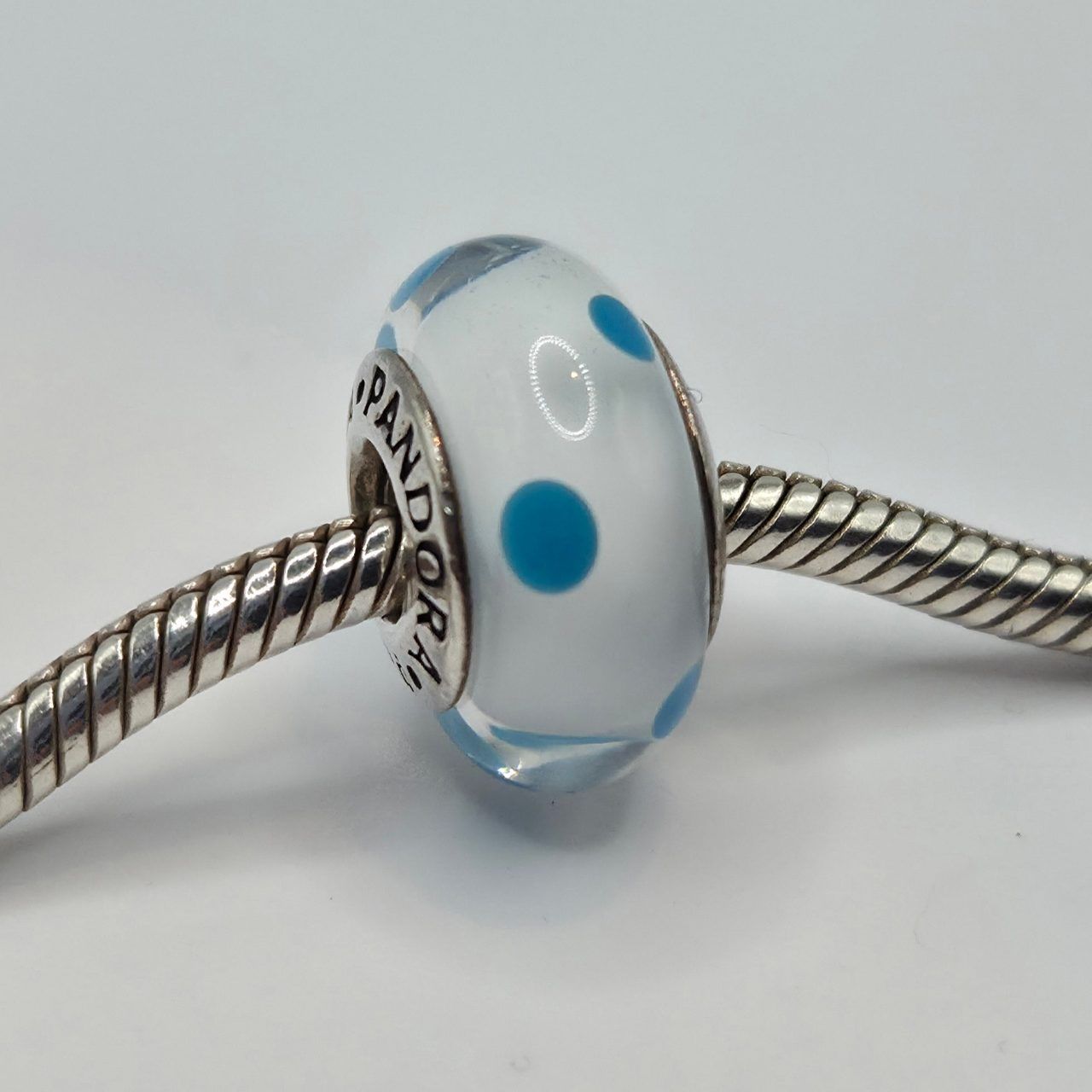 Pandora Original Pandora Murano Glas Blau gepunktet 790608 #3 