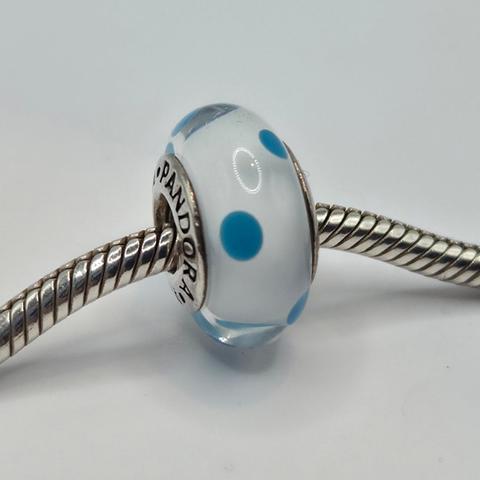 Pandora Original Pandora Murano Glas Blau gepunktet 790608 #3