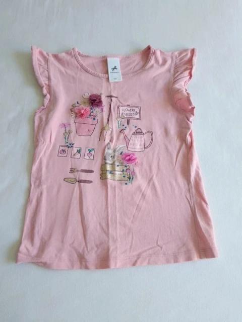 Palomino Palomino | T-Shirt | Altrosa | 128 | Verspielt mit 3D-Blumen, Hase & Rüschen Size 128