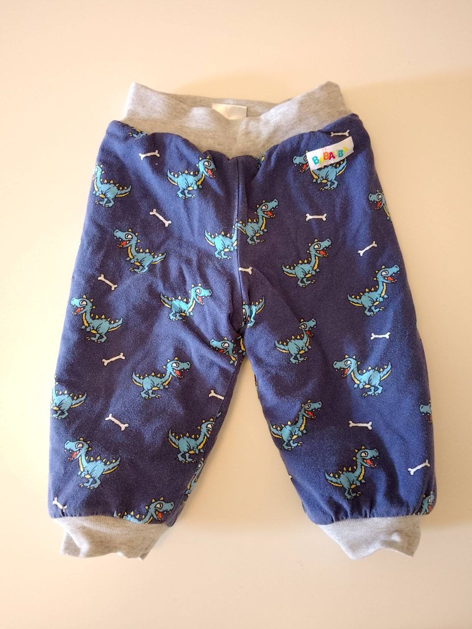Babauba  Babauba | Gefütterte Kuschelhose / Pumphose | Dinos & Knochen Blau Grau | 74 (Kopie) (Kopie) Size 74