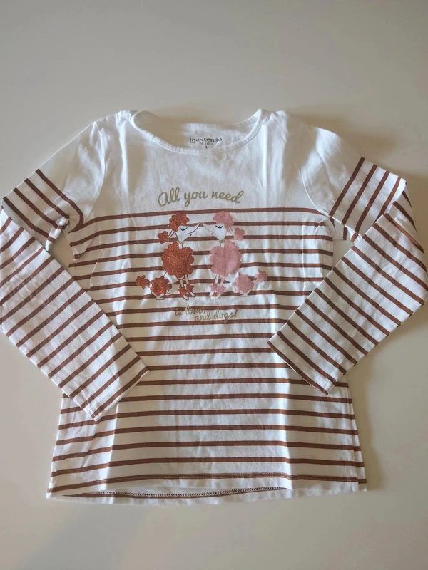 Inextenso Inextenso Langarmshirt Gestreift Pudel Hunde Gr. 122 128 (8 Jahre)  Size 128