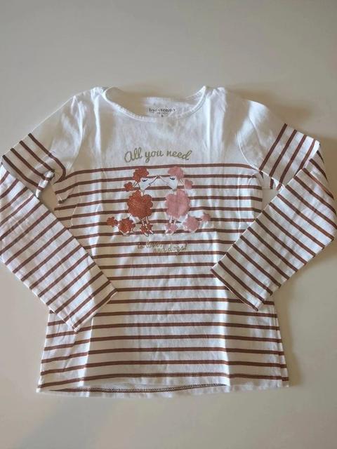 Inextenso Inextenso Langarmshirt Gestreift Pudel Hunde Gr. 122 128 (8 Jahre) Size 128