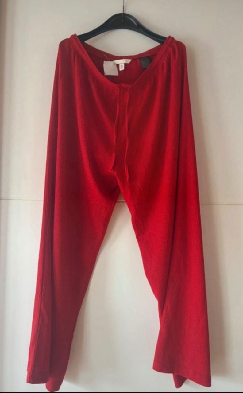 H&M Rote leichte Sommerhose / Loungehose – luftiger Schnitt Size L