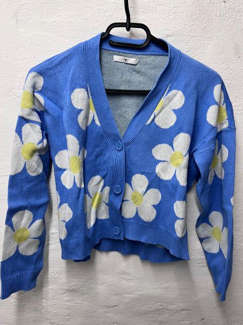 Blauer Cardigan mit Blumenmuster HailYs Gr. S