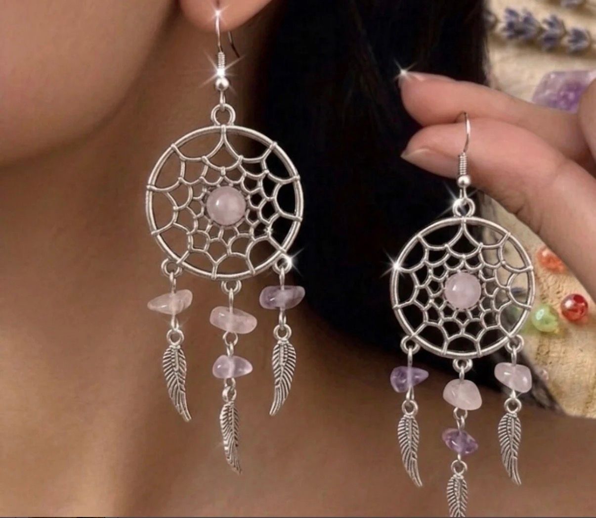 HandMade  Boho Ohrringe Rosé 