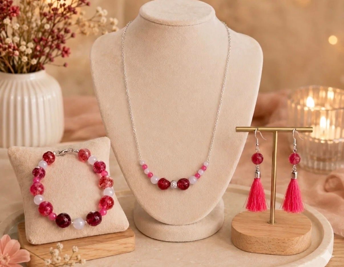 Handmade  Schmuckset Unikat 925 Silber - Edelsteine 
