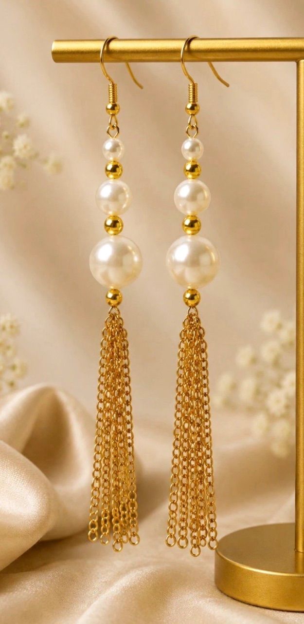 Handmade  Perlen Ohrringe Gold 
