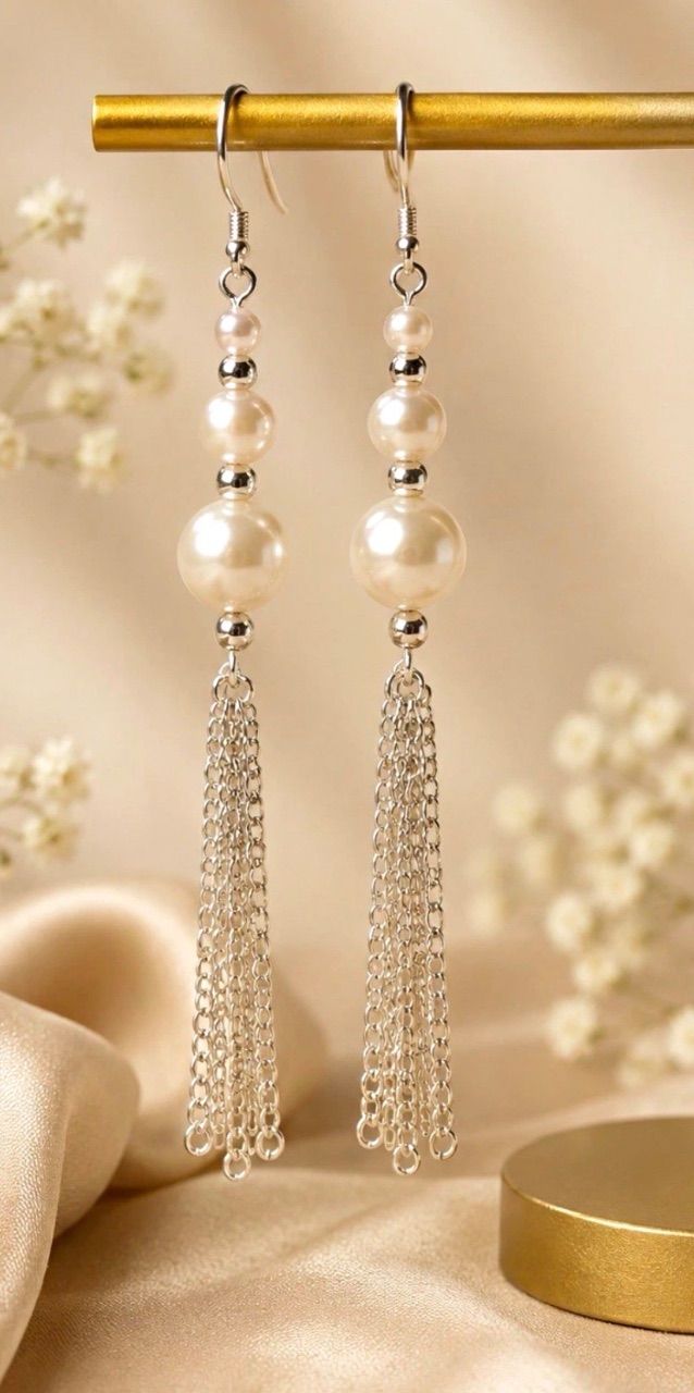 Handmade  Perlen Ohrringe Silber 