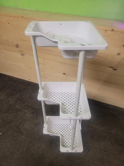 3-stöckiges Eck-Duschregal / Badregal weiß – ca. 70 cm hoch