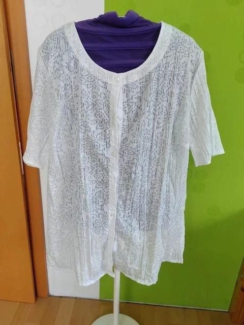 Ohne Marke Schöne weiße Bluse mit Muster Gr. 46 Size 46