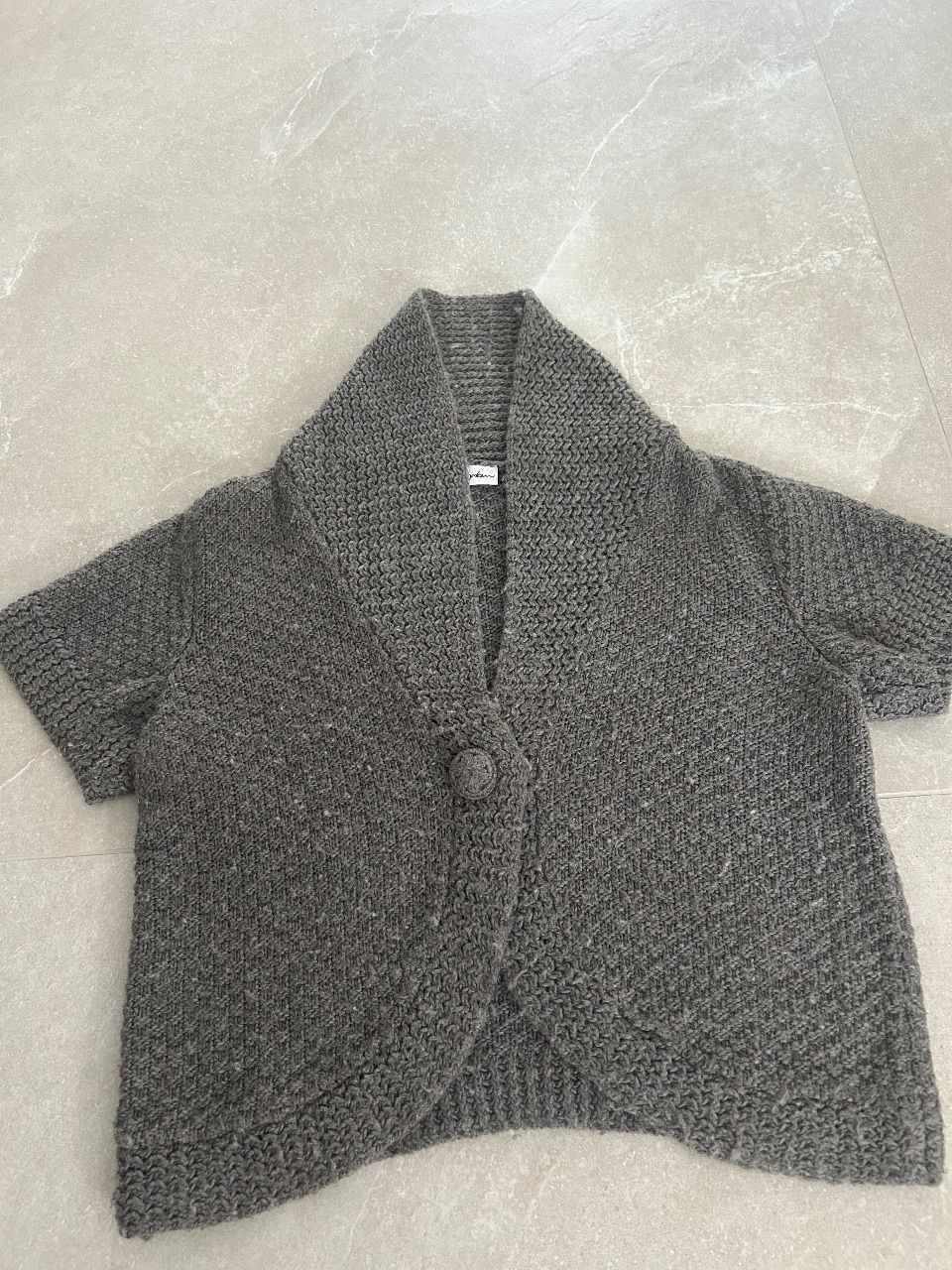 Ulla popken  Graue grob gestrickte Kurzarm-Strickjacke / Cardigan Size XL