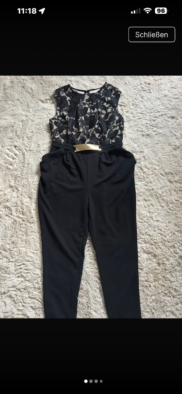 Body Flirt  Eleganter schwarzer Jumpsuit mit Spitzenoberteil Size 44