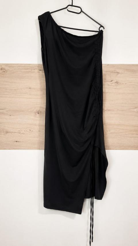 Shein Schwarzes One-Shoulder Asymmetrisches Kleid mit Raffung Size L