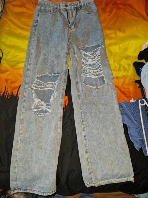 Shein Helle Boyfriend / Wide-Leg Jeans mit Ripped-Details – Gr. XS / 34 Size XS