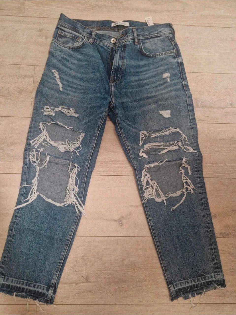 Zara Zara Heavy Destroyed Jeans Blau Gr 42 Usa 32 Size W32/L32