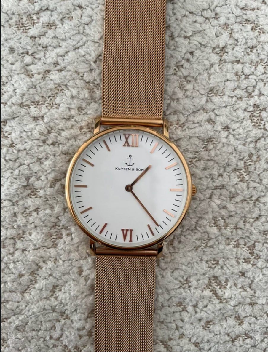 Kapten & Son Kapten & Son Campus White Watch Mesh Strap Rose Gold Armbanduhr Uhr