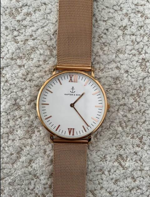 Kapten & Son Kapten & Son Campus White Watch Mesh Strap Rose Gold Armbanduhr Uhr