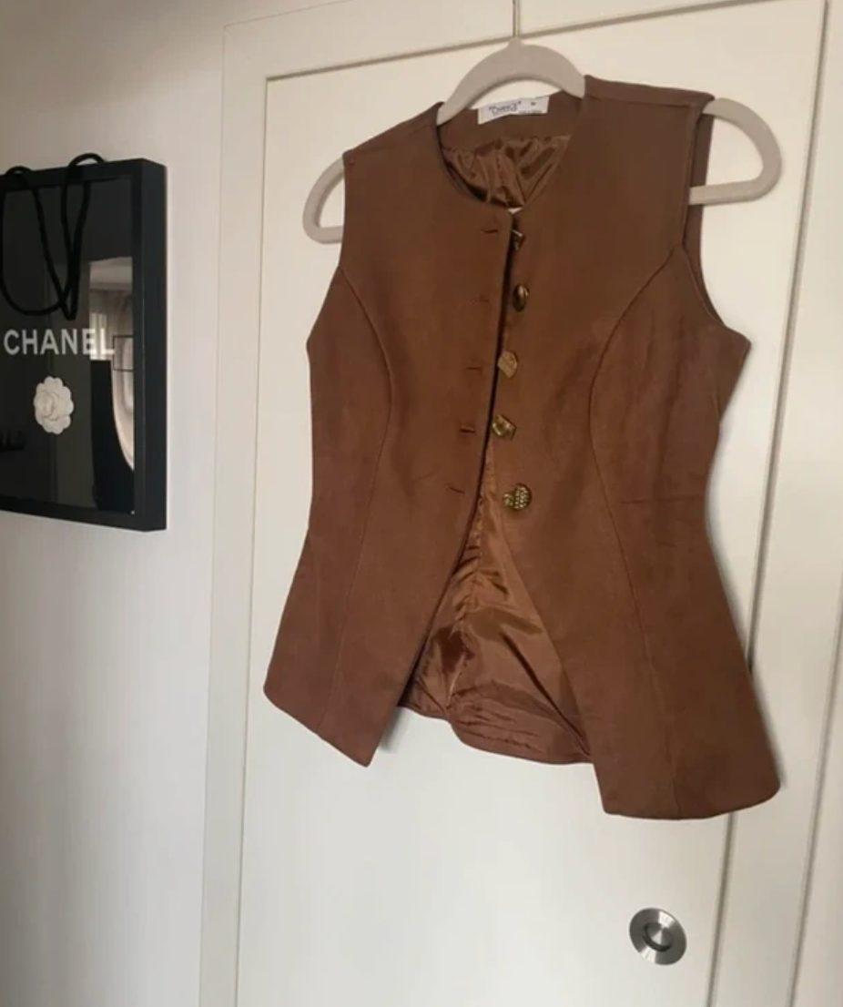Weste T-shirt Bluse Anzugweste Jacke Wildleder Vest Gilet maglia Neu M