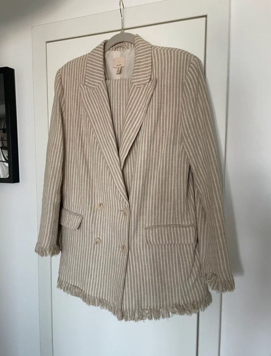 H&M H&M Blazer Jacke mit Fransen Oversize Blazer Übergang gr S Size S